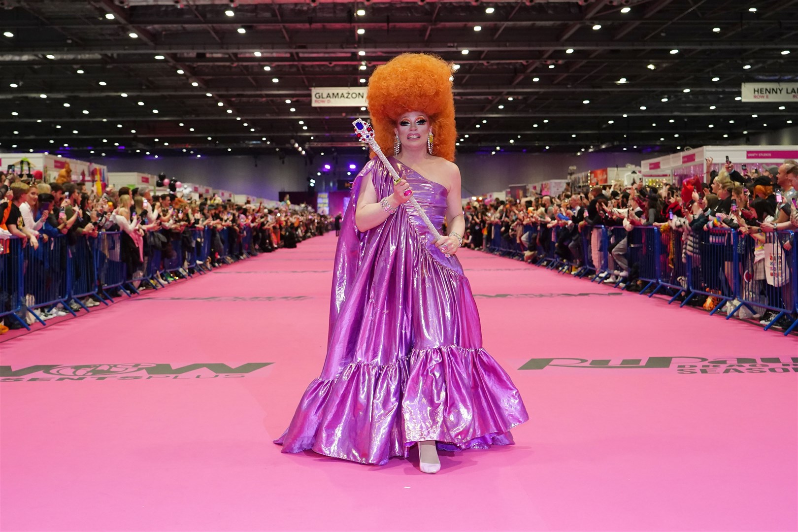 Ginger Johnson, the reigning queen of RuPaul’s Drag Race UK, leads the pink carpet (Ian West/PA)