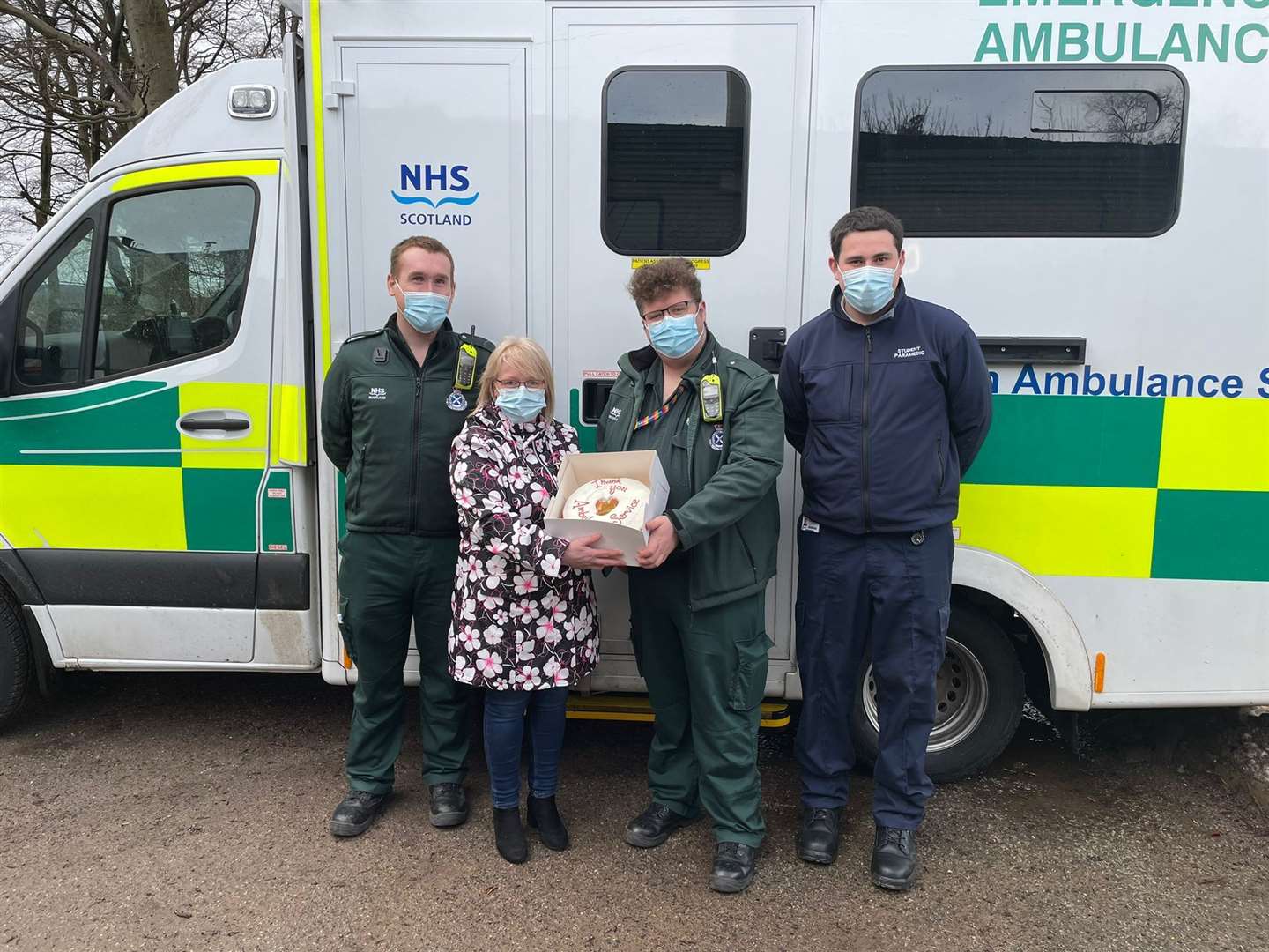 Fyina from the Keith store with a local ambulance crew