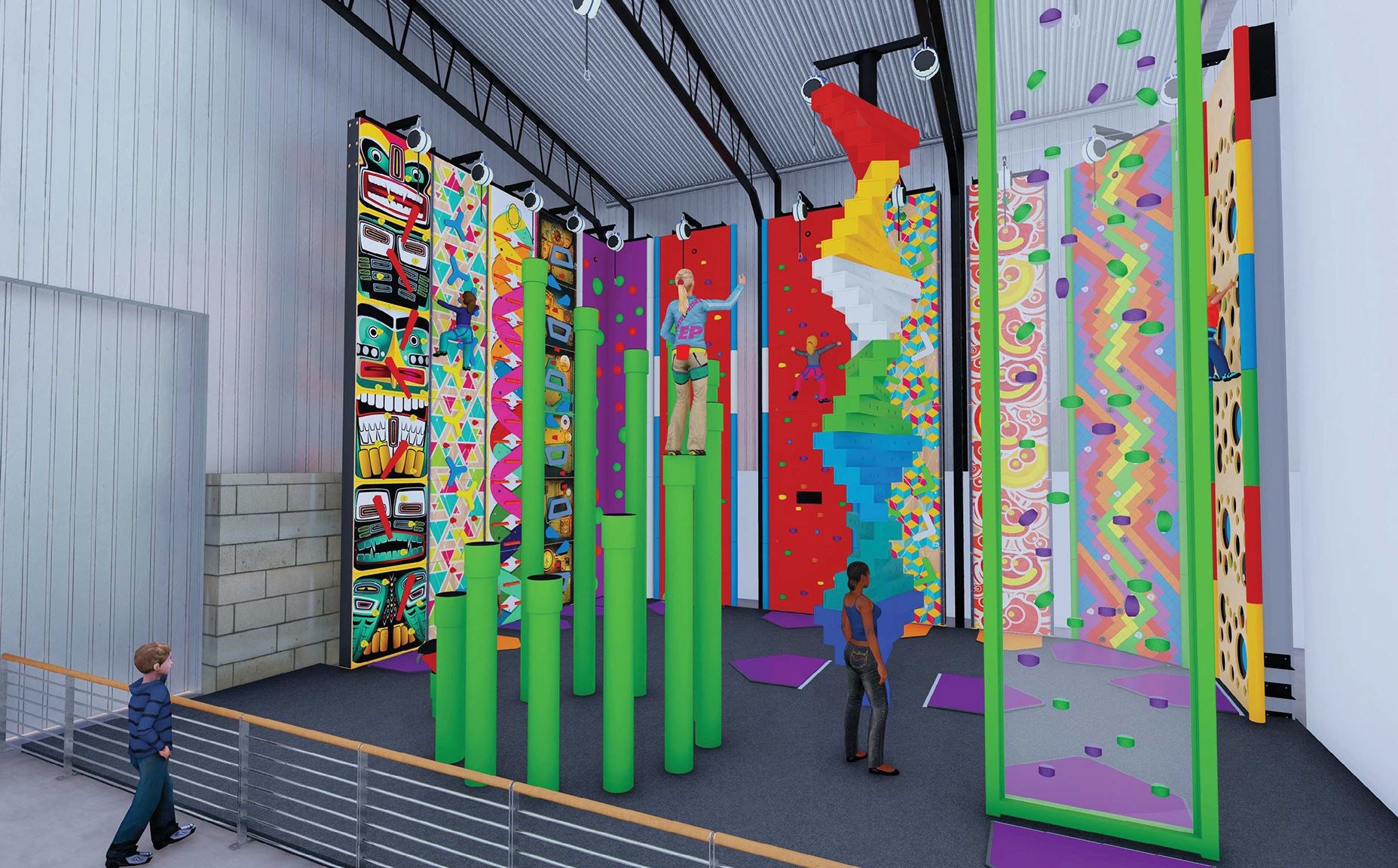 An artist's illustration of The Ledge climbing centre, Inverness.