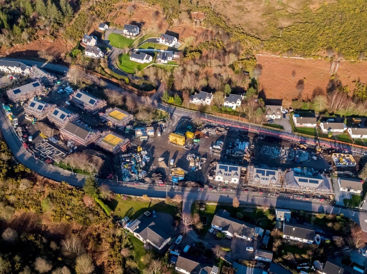 An aerial view of the site at Gledfield in Ullapool.
