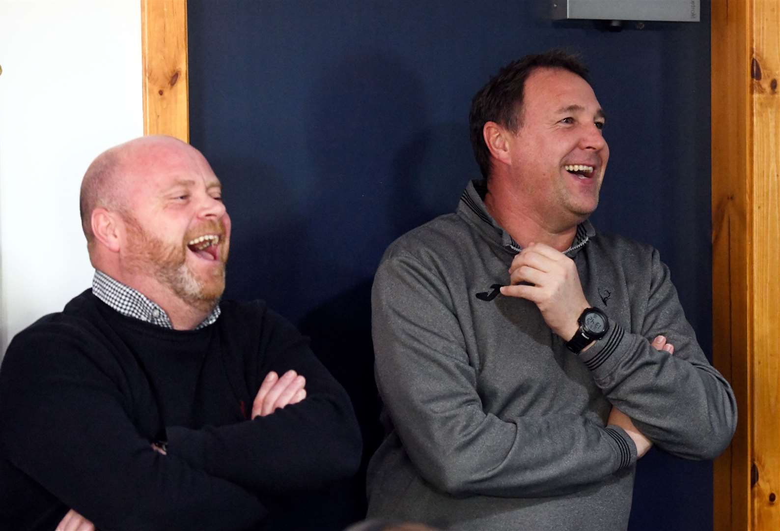 Steve Ferguson and Malky Mackay share a laugh at a club event. Picture: James Mackenzie.