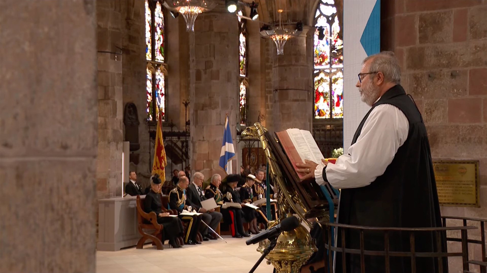 Bishop Mark Strange at the service of thanksgiving for the life of The Queen held at St Giles Cathedral in Edinburgh and attended by members of the royal family including King Charles III.