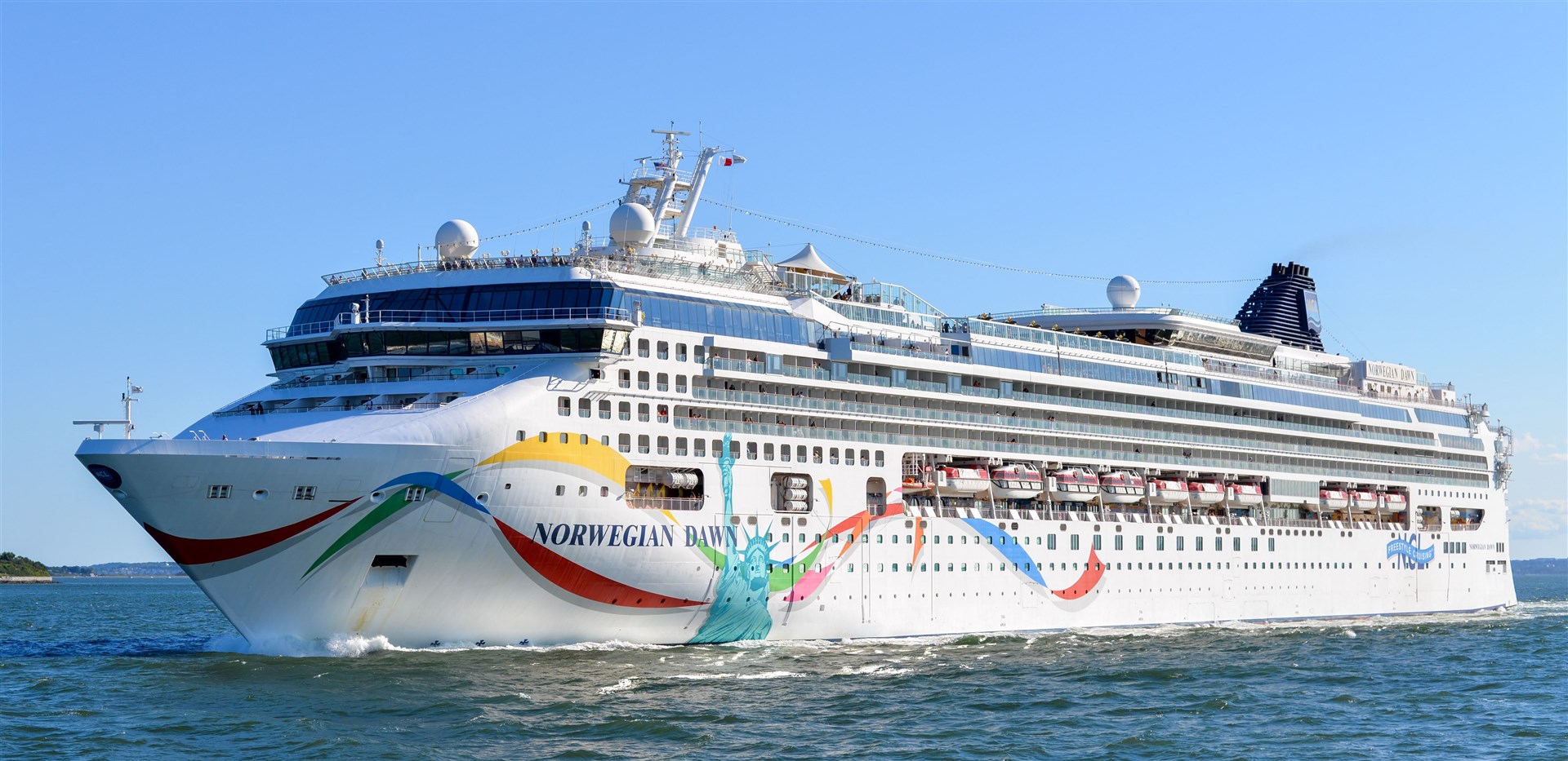 The Norweigan Dawn cruise ship in 2014. Picture: Fletcher6, CC BY 4.0 <https://creativecommons.org/licenses/by/4.0>, via Wikimedia Commons