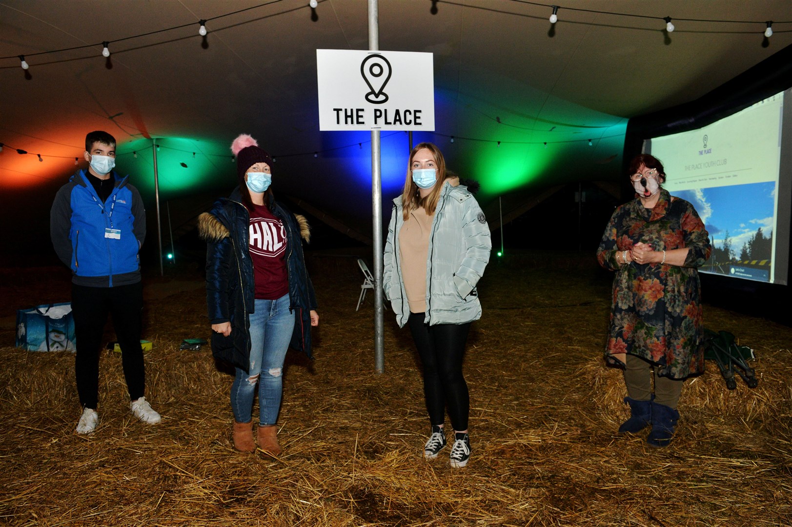 At The Place movie night, Josh Hutchinson, Sharlene Henderson, Anna O'Brien and Janette Douglas are on hand to help out. Picture: Callum Mackay