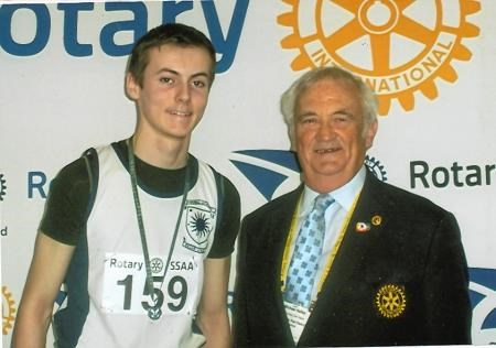 Angus Davren received his medal from Rotary International’s past governor of Scotland North, Mike Halley