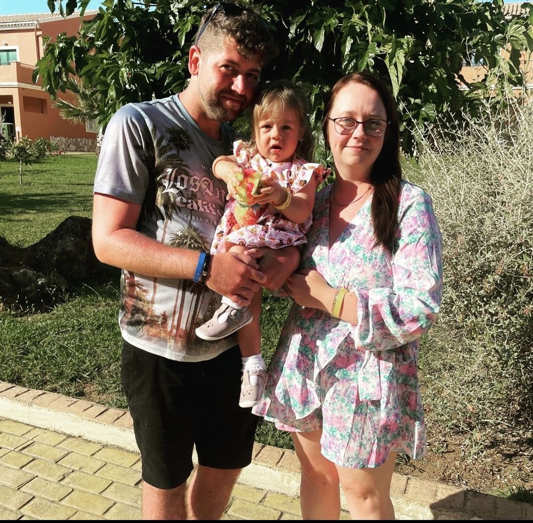 Steven, Chloe and Piper on holiday