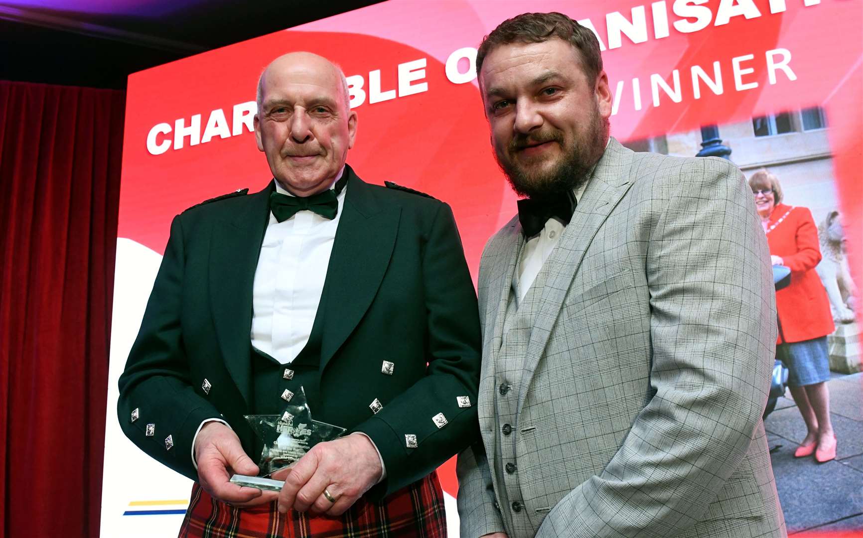 Ross Sharp accepted the award for Highlands & Islands Blood Bikes for the Charitable Organisation Award. Award presented by Kris Brown of W M Donald. Picture: James Mackenzie.