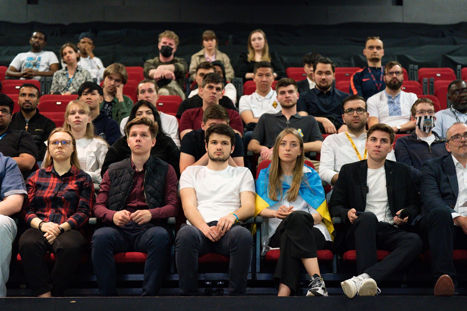 The president answered questions from students of Ukrainian societies (Jacob King/PA)
