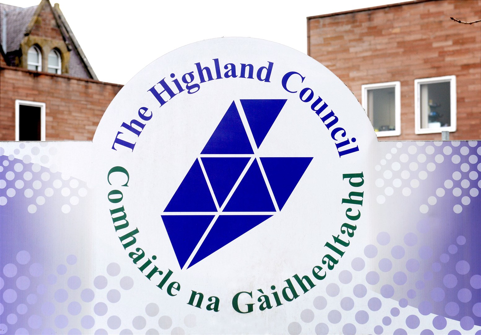 The Highland Council logo at its headquarters in Glenurquhart Road, Inverness.
