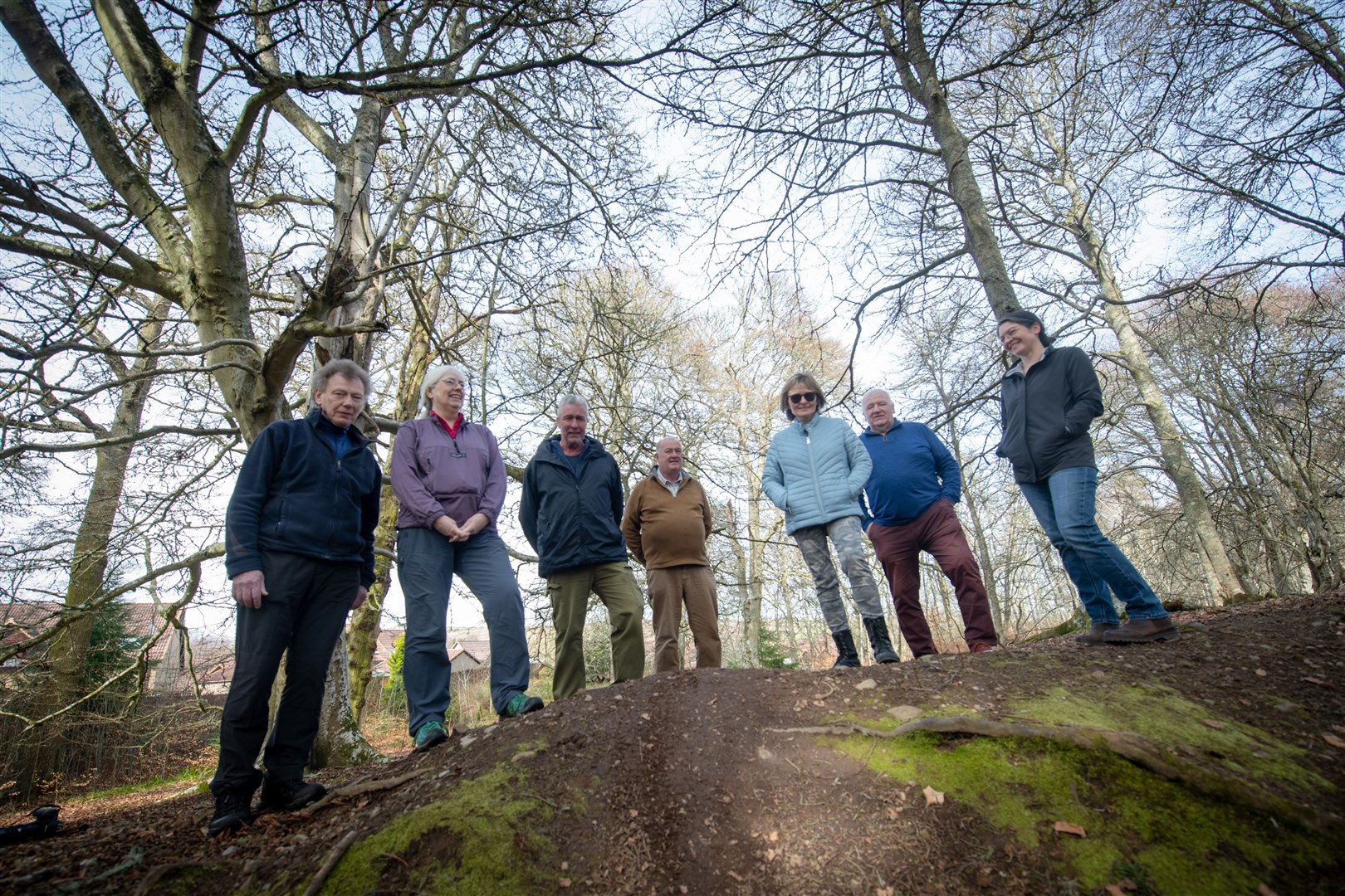 Maryburgh Community Woodland Group is now seeking local feedback. Ian Fraser (from left), Siobhan Fraser, John Mackay, Ewan McHardy, Angela Mackay, Donald Stuart and Megan Parker, chairperson. Picture: Callum Mackay.
