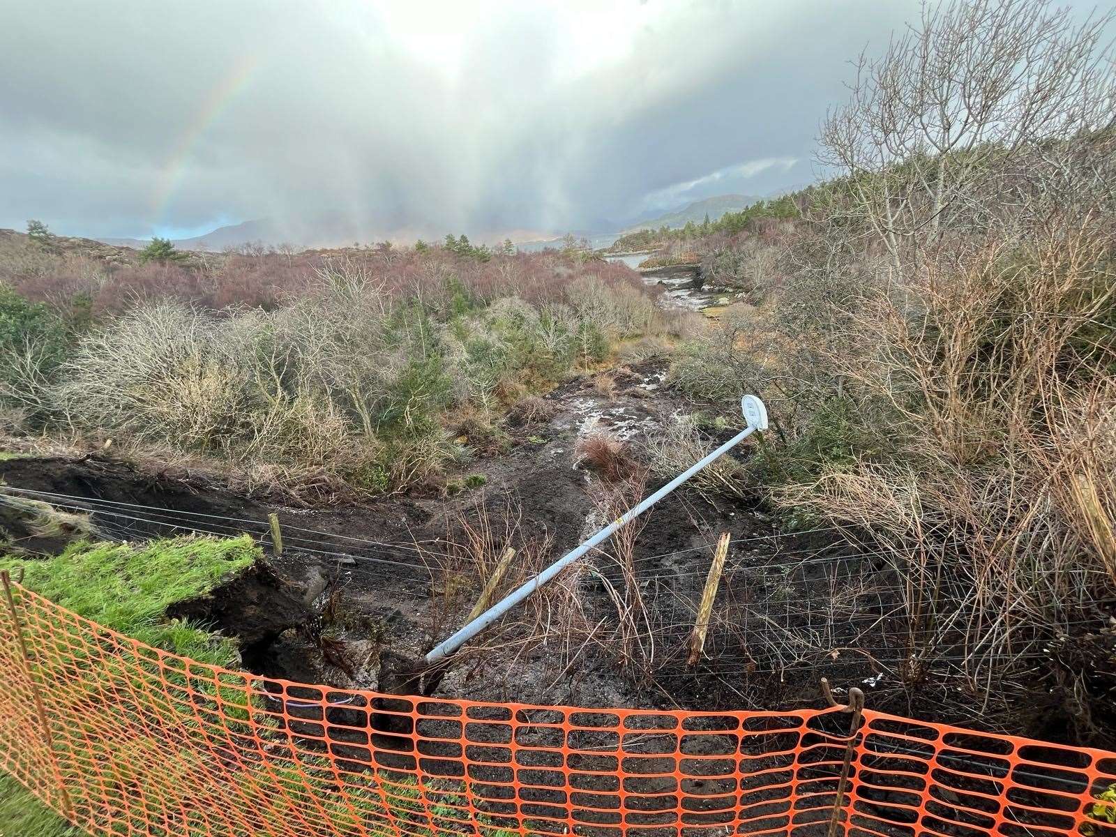 The landslide in Plockton, following heavy rain on February 5 2024. Picture: Highland Council.