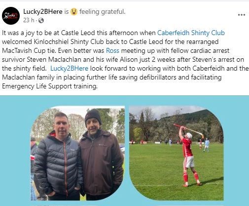 The defibrillator charity Lucky2BHere posted after the match yesterday.
