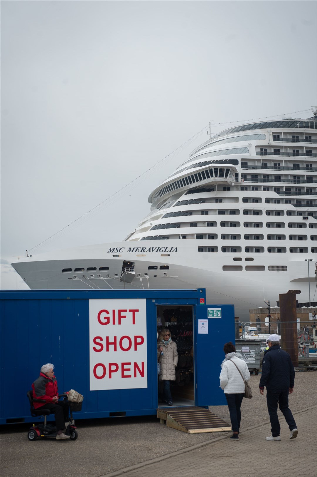 MSC Meraviglia, the biggest ever cruise liner to visit Scottish waters, docked at Invergordon. Picture: Callum Mackay.