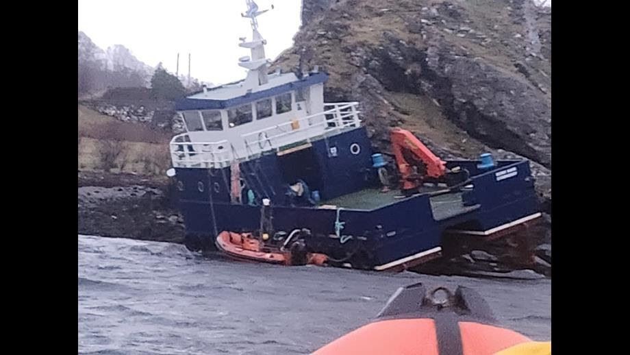 The boat ran aground. Picture: RNLI, Andrew MacDonald.