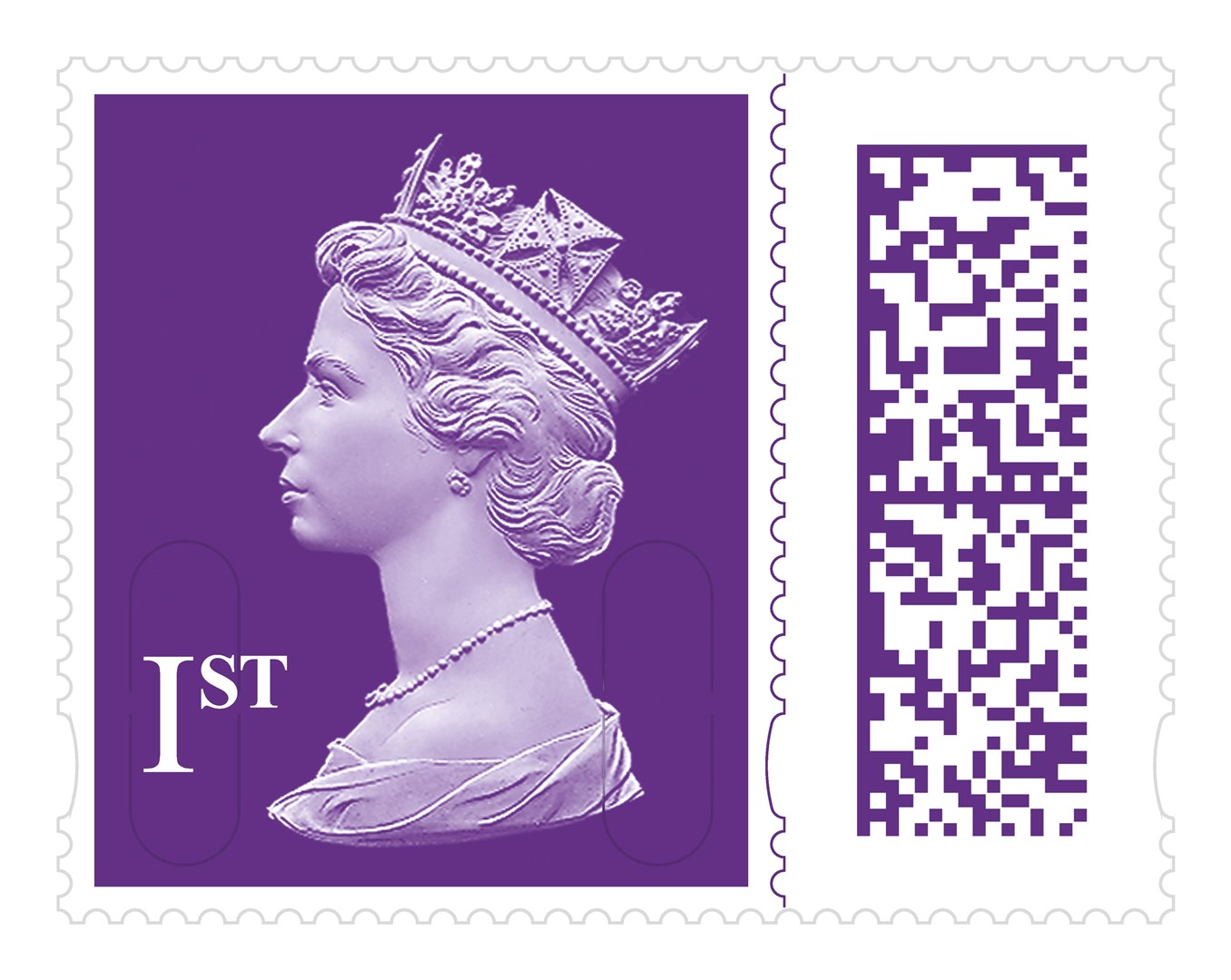 Plum purple stamp with the new coding.