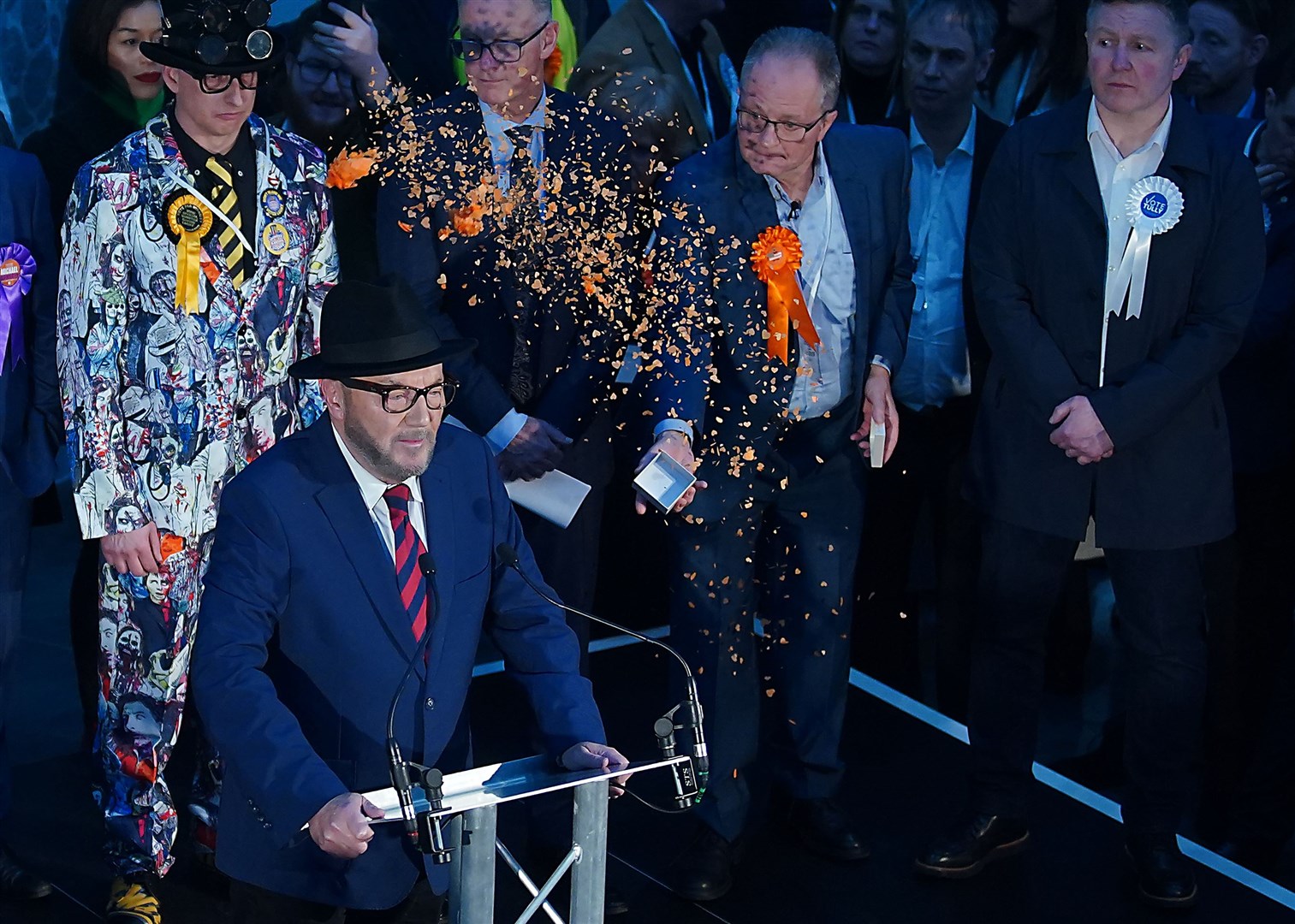 George Galloway gives his victory speech in Rochdale (Peter Byrne/PA)