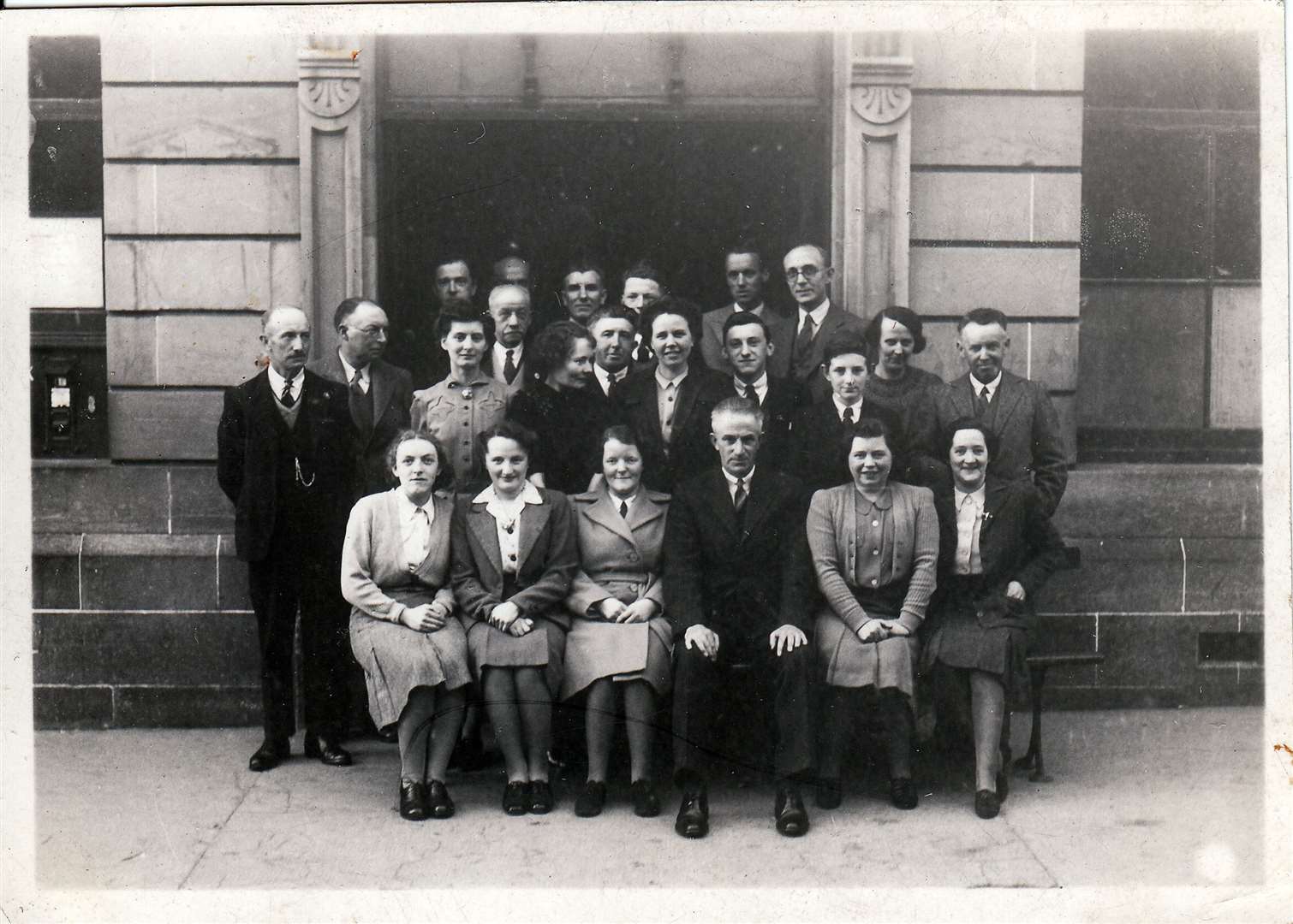 The photo, Elizabeth McMillan recalls,was taken in the late '40s. Amongst those pictured at a presentation event were (rear) J Macmillan, Alex Ross, Beatrice Shand, Peggy Patience, Alex Skinner, Morag Cattanach, Hugh Grant; (front) Margaret Fox, Elizabeth McMillan, Enid Tree, Mr Soutar, Cathana Ross, Lizzie Anderson.