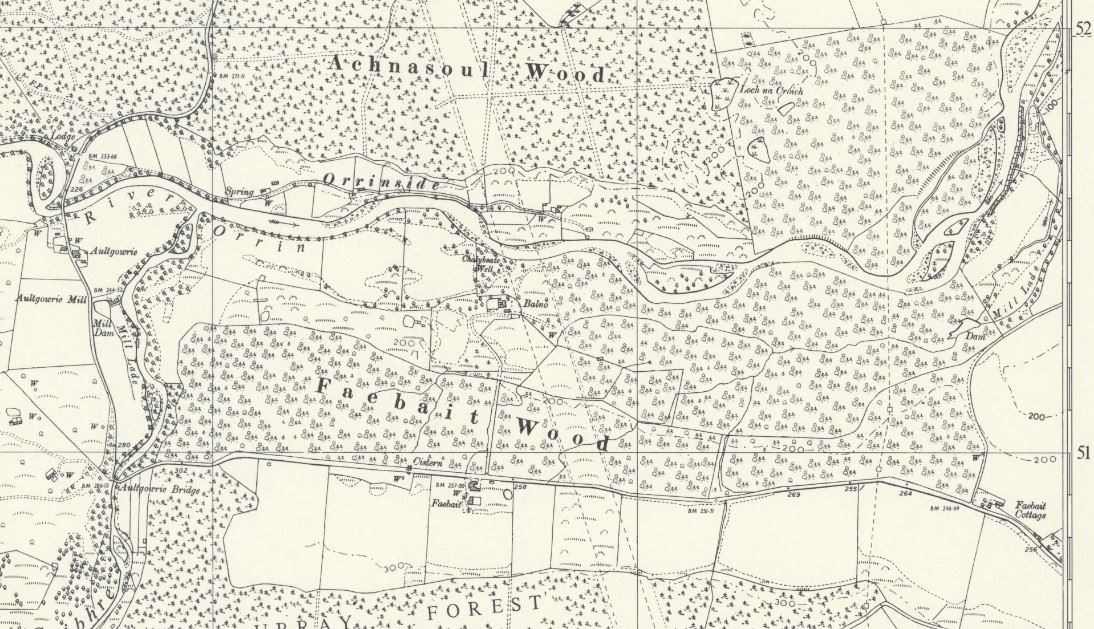 Section from National Grid Map, sheet NH45SE Ross and Cromarty survey, 1955.
