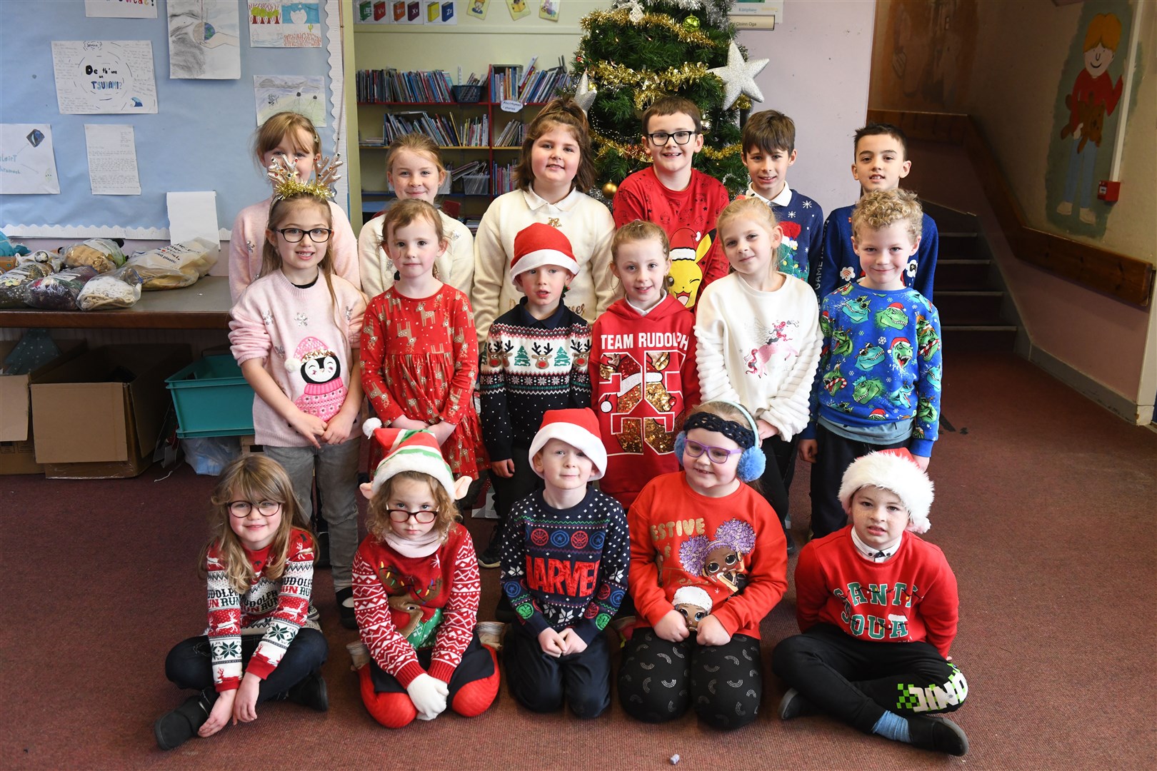 Some of Dingwall Primary's pupils in their Christmas jumpers. Picture: James Mackenzie