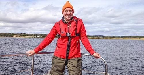 Michael Portillo at the Cromarty Firth during fiolming for his BBC series Great Coastal Railway Journeys