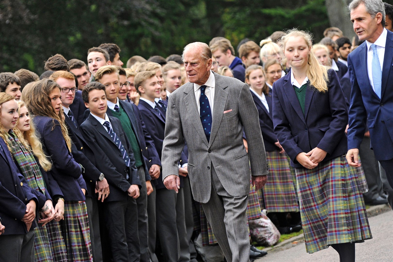 Prince Philip, Duke of Edinburgh, visits his former school as it marked it's 80th anniversary in 2014.