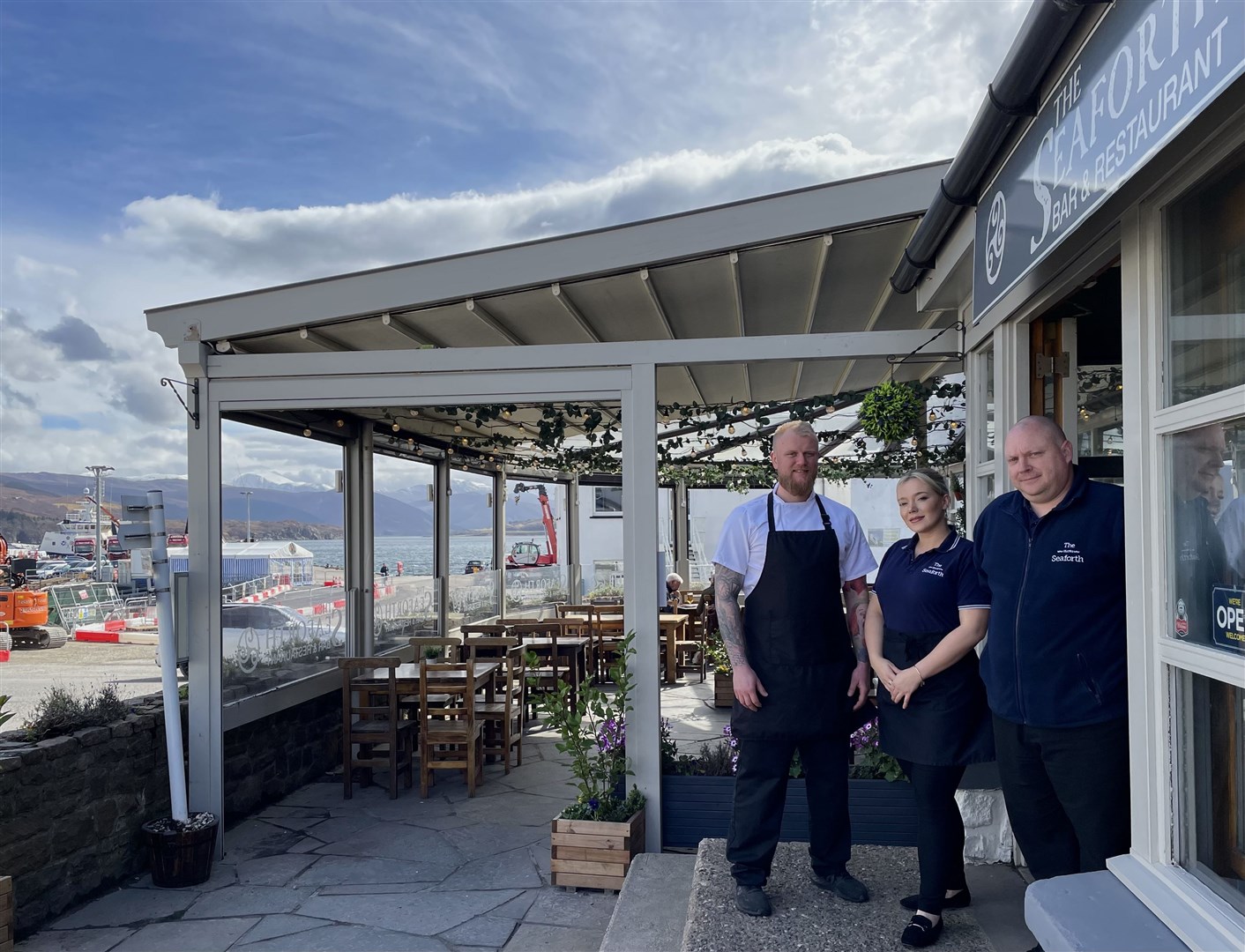 Seaforth chef Venca Jaros (left), duty manager Demi Yorke (centre) and general manager Jody Keating have all welcomed the low- rent permanent accommodation for staff in Ullapool. Heartland Media and PR