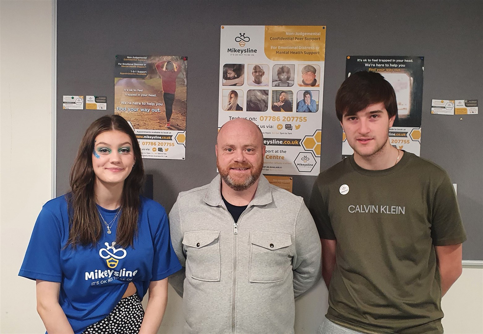 Mikeysline youth champions and prefects at Millburn Academy – including youth champion Emily Gourlay and senior prefect William Urquhart, pictured with Ross County chief executive and Mikeysline ambassador Steven Ferguson (centre) – organised a mental health awareness and fundraising day.