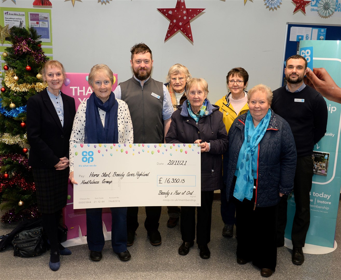 Three community groups recieve cash boost from at Co-op Beauly.Â£16,350.15 was shared between Home Start, Highland Mindfulness Group and Beauly Cares. Picture Gary Anthony..