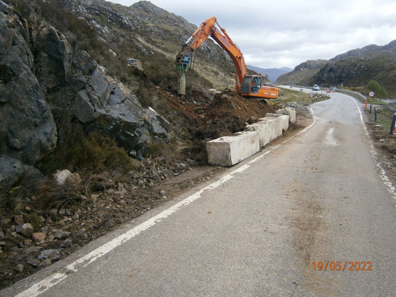 The area of the A832 being worked on and where the blasting will be taking place.