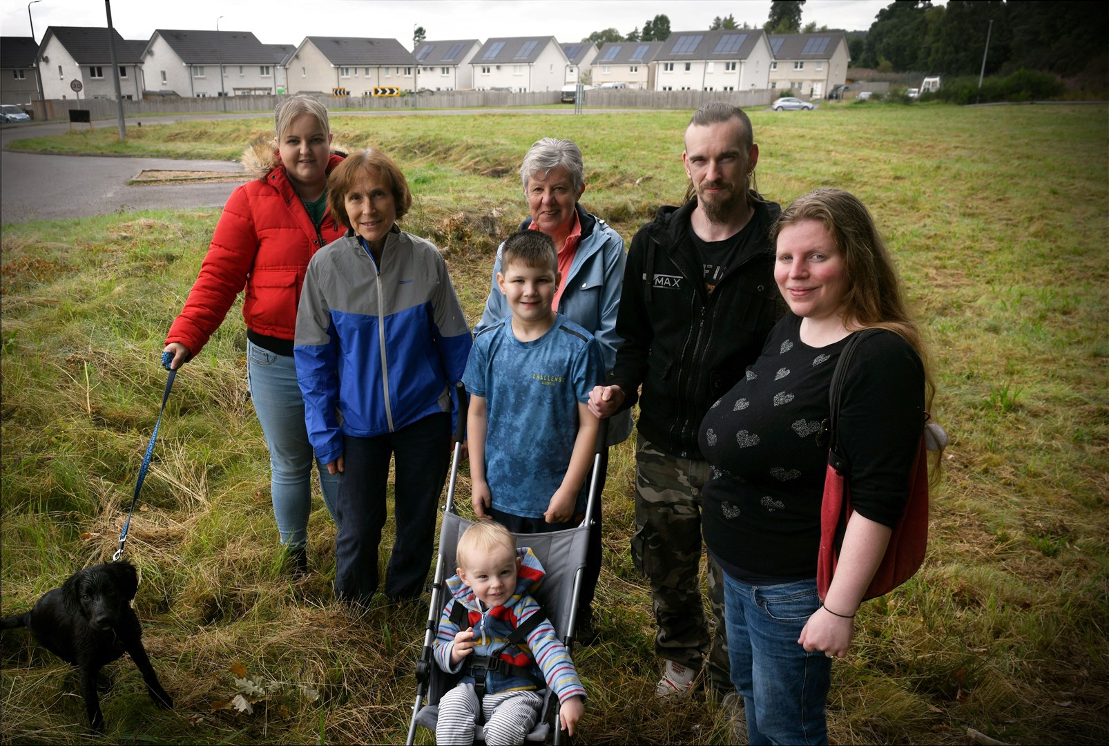 North Kessock residents Lianne Cumming, Anne Thomas, Austin Warwick-Milne, Ethan Cumming, Hazel Cumming, Gary Milne and Catriona Warwick voiced a number of concerns over plans for a new food hub. Picture: James Mackenzie.
