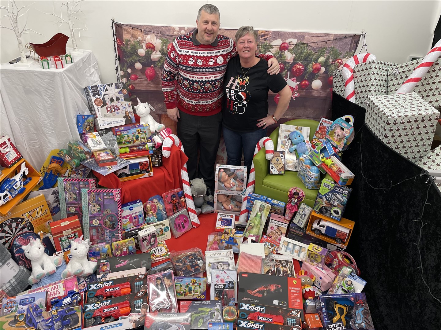 James Stevenson and Ceri Cattanch with the donated items.