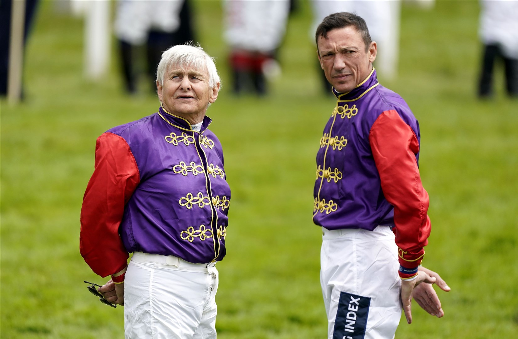 The line-up including champion jockeys Willie Carson (left) and Frankie Dettori (Andrew Matthews/PA)