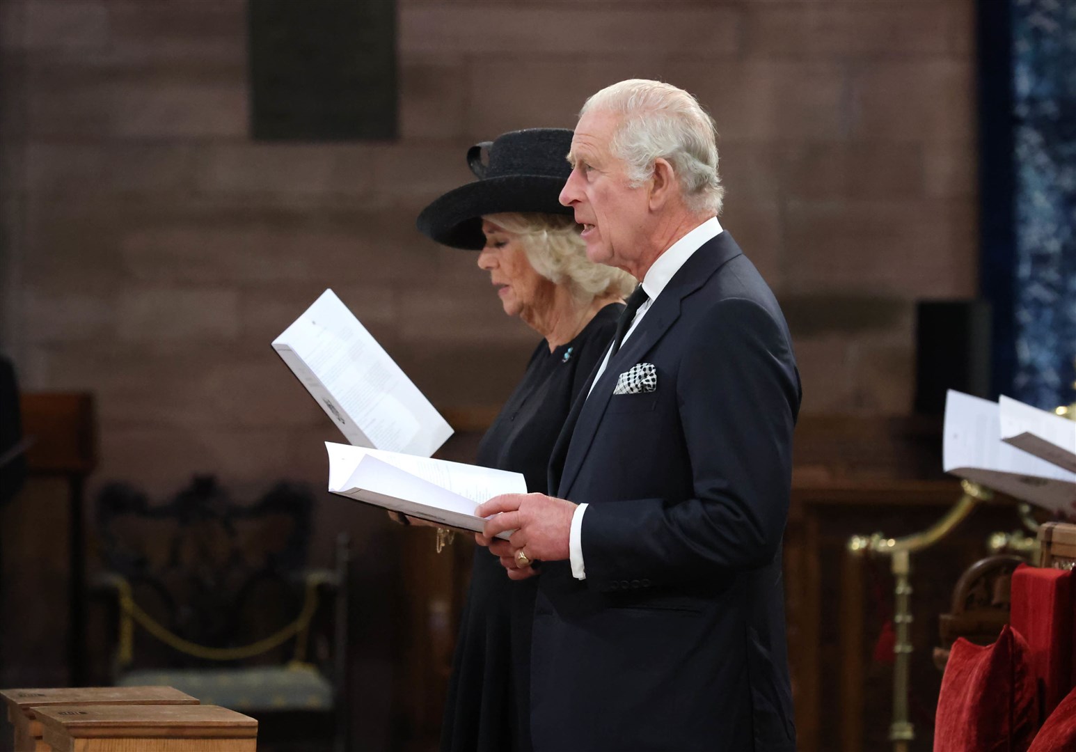 Charles and the Queen Consort at the service of reflection at St Anne’s Cathedral (Liam McBurney/PA)