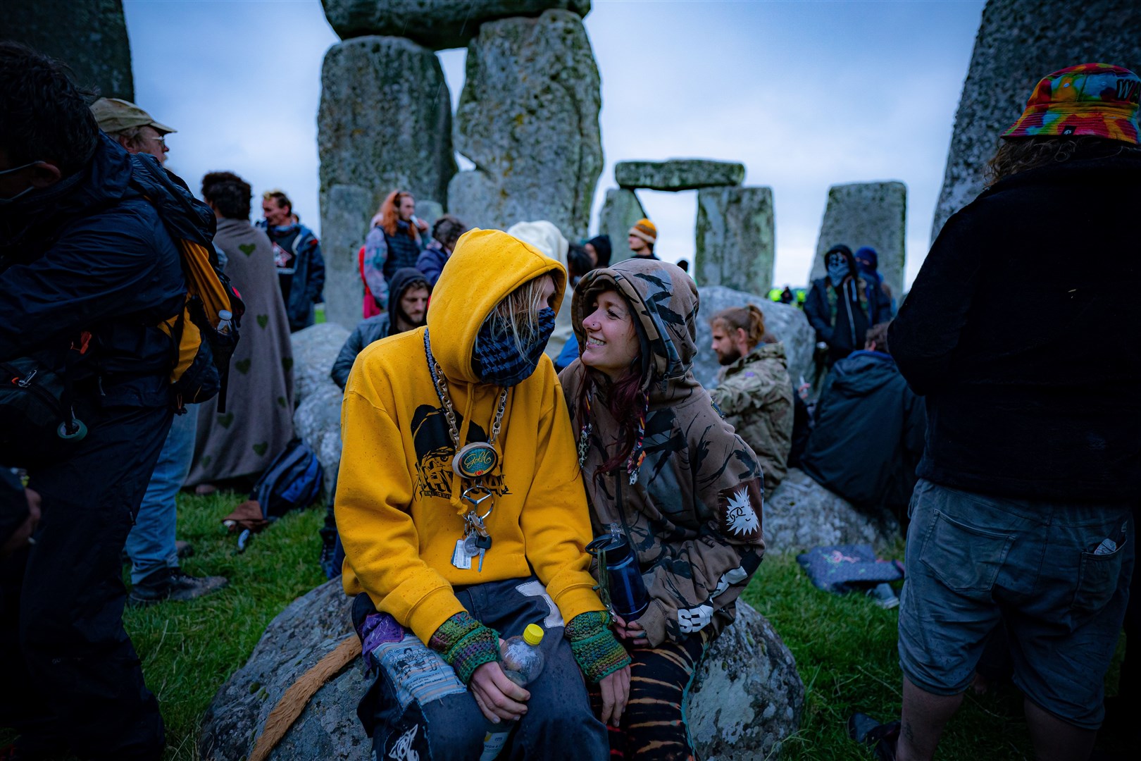 People inside the stone circle (Ben Birchall/PA)
