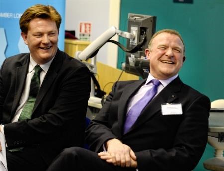 Candidates Danny Alexander (Lib Dem) and Drew Hendry (SNP) share a lighter moment at a recent hustings event. Will either have the last laugh come polling day? Picture: Gary Anthony.