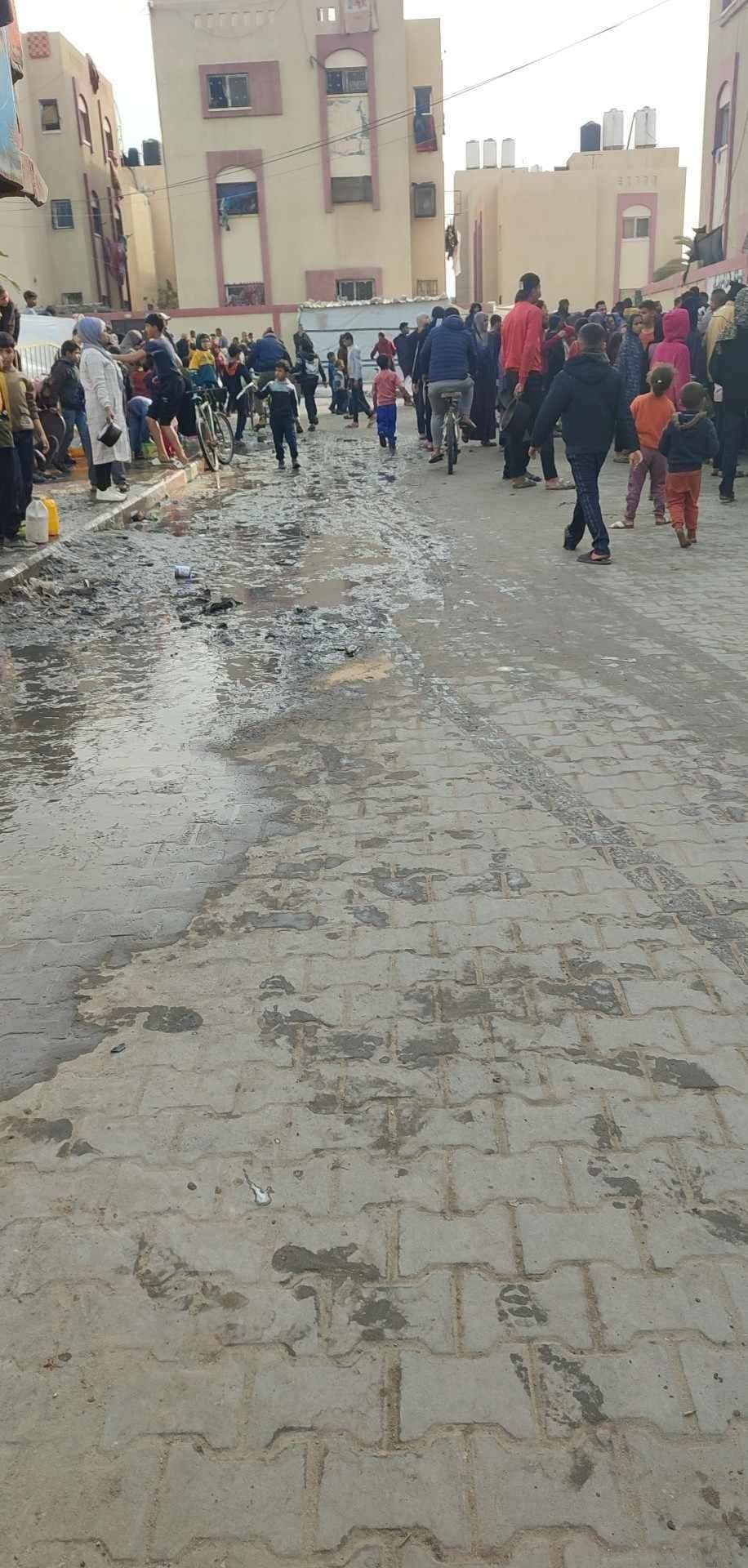 Raw sewage flows through the streets.