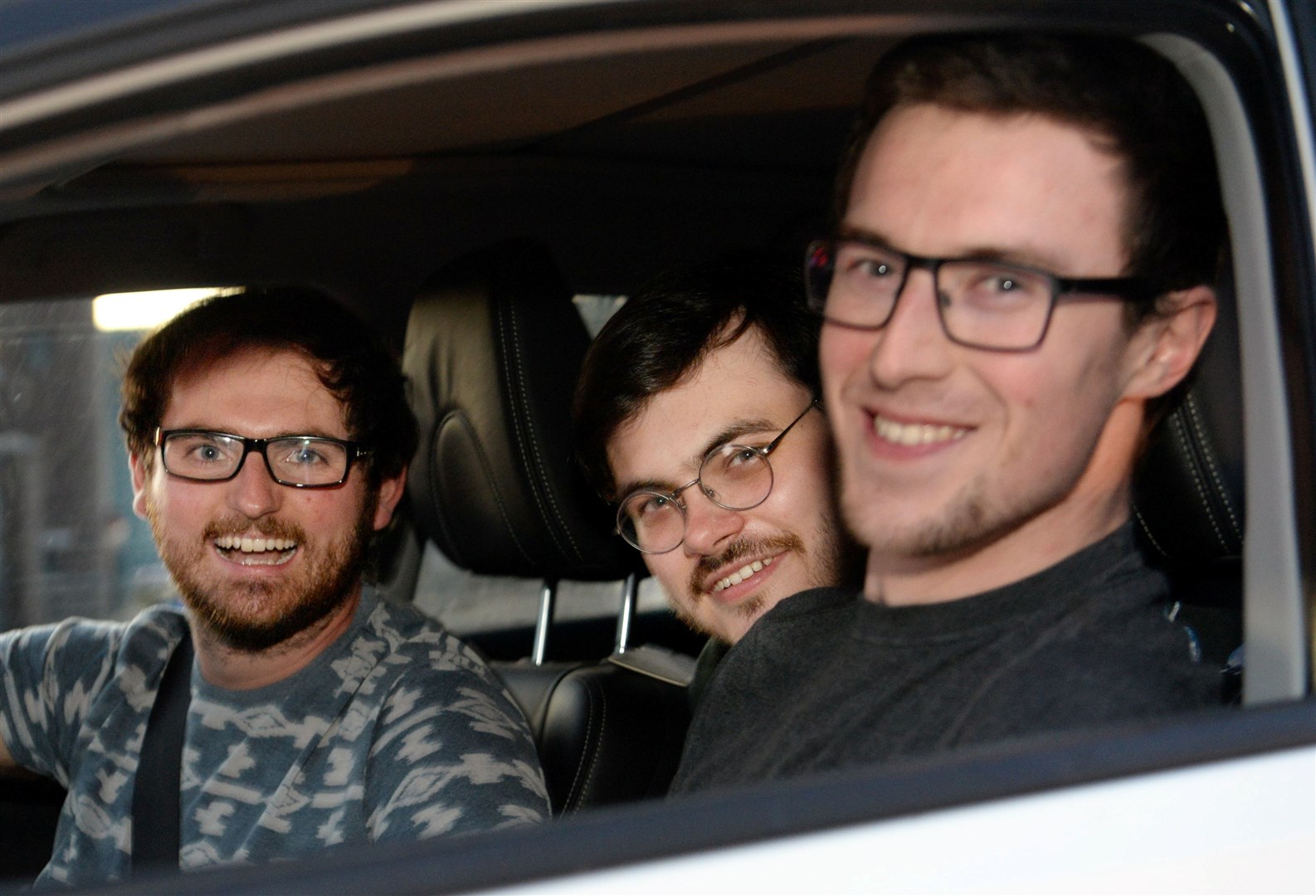 Drive in cinema at Caley Stadium..James McAvoy, Harley Fraser and Ben Bridge..Picture: James Mackenzie..