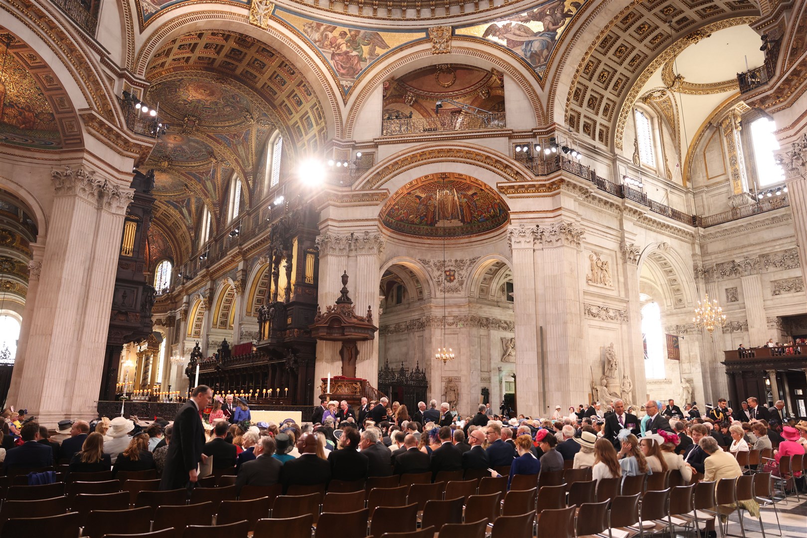 Guests arriving for the National Service of Thanksgiving at St Paul’s Cathedral (PA)