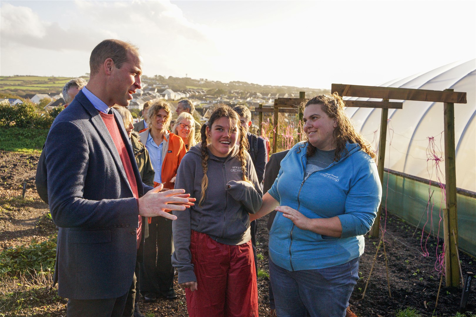 The Duke of Cornwall during his first official visit to Cornwall since taking on his new role, visits Newquay Orchard, a seven-acre urban greenspace (Hugh Hastings/PA)