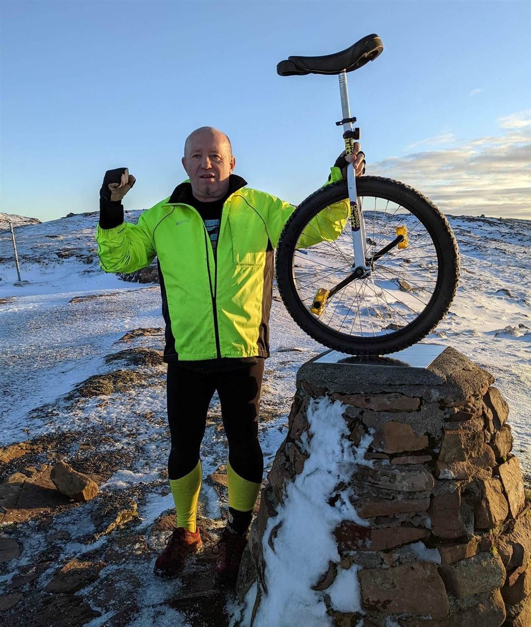 Bruce training on the Bealach Na Ba at Applecross. He said: “I unicycled the Bealach before Christmas with the belief that if I could conquer that on a unicycle then I could ride the rest of the NC500.”