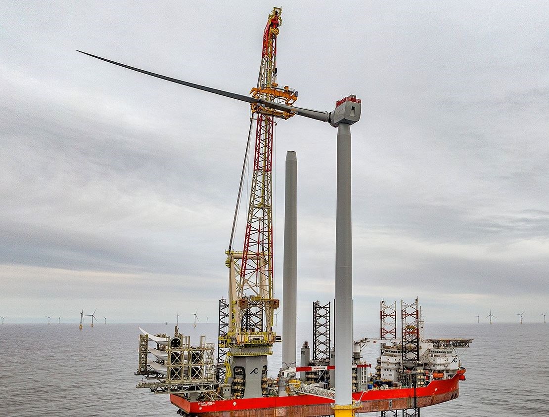 The wind turbines are being installed as part of a massive offshore development.