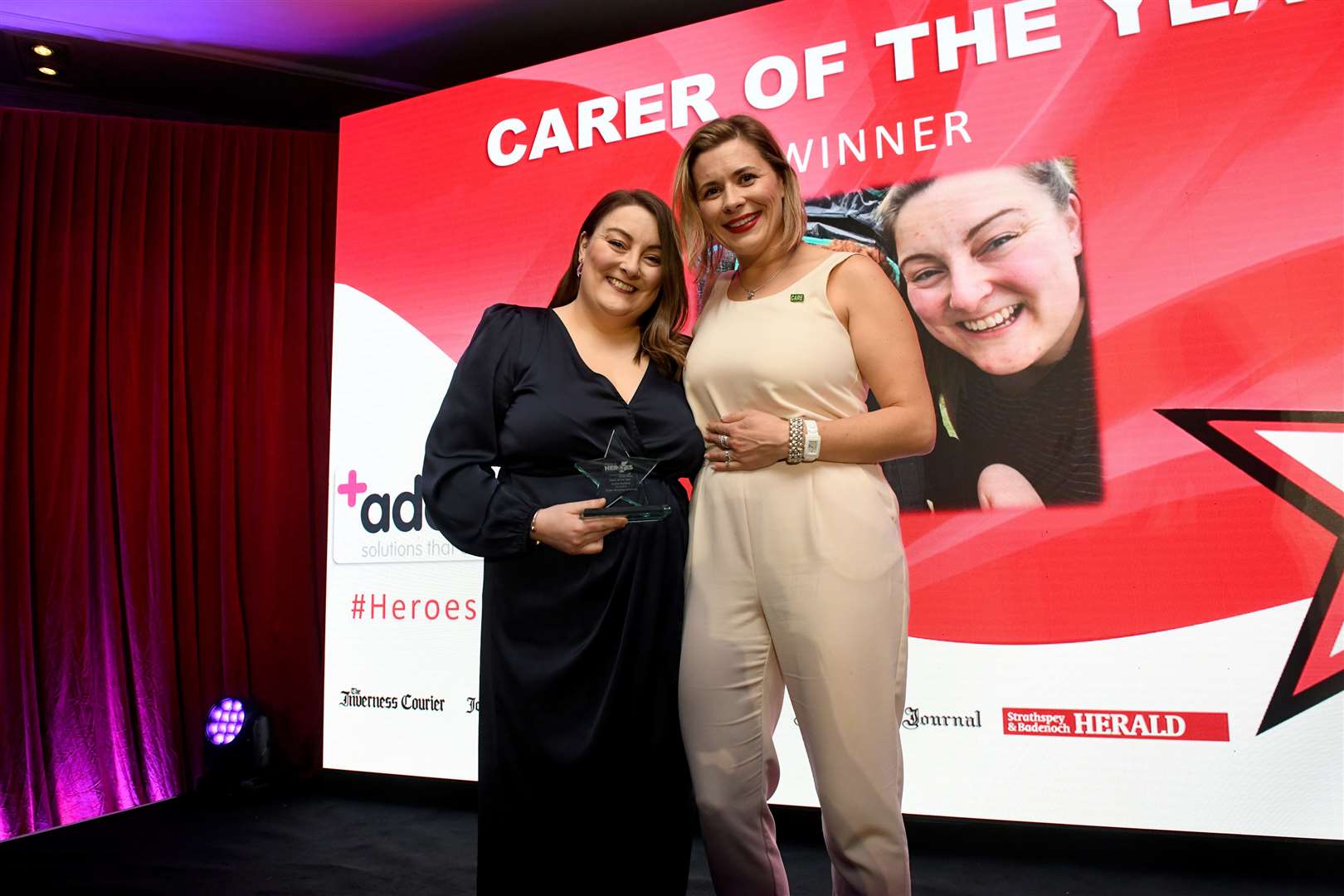 Louise Borland won the Carer of the Year Award. Award presented by Abbie McCahill of Adder Business Solutions. Picture: James Mackenzie.