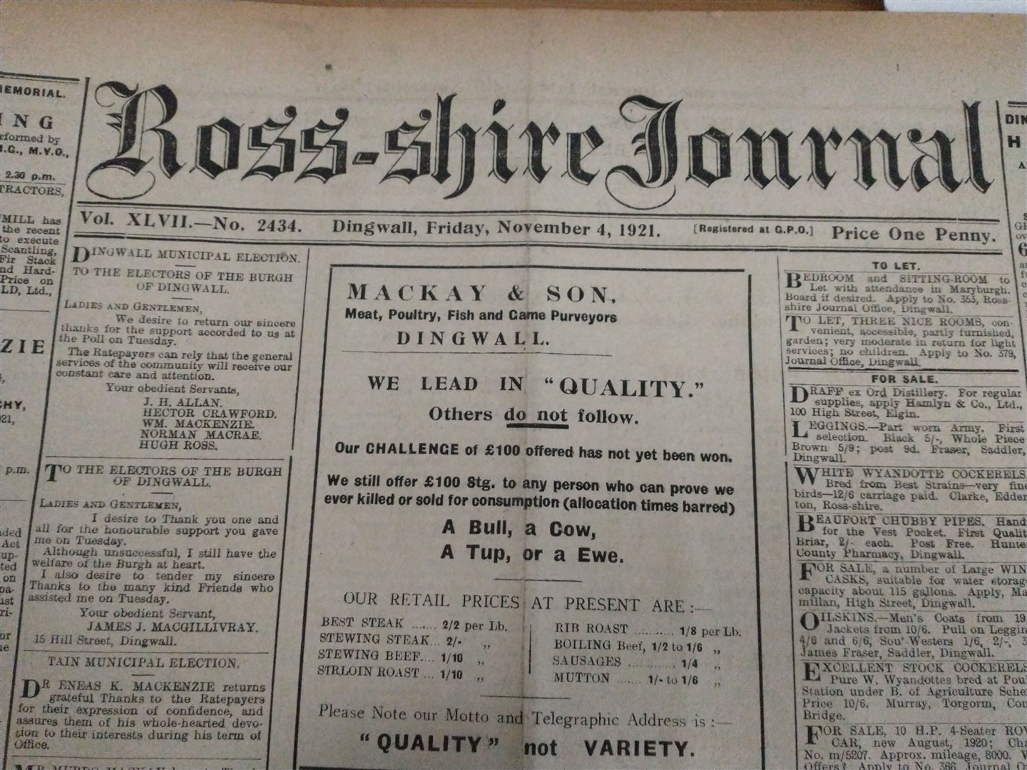 A step back in time into our old files of the Ross-shire Journal.