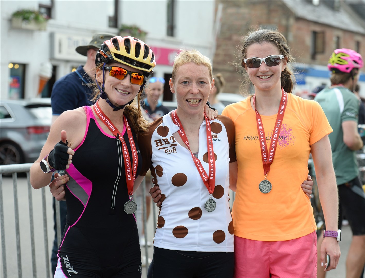 The top three women's finishers at the Highland Cross, with Dingwall's Lyndsey Fraser on the left. Picture: Gary Anthony. Image No.044233