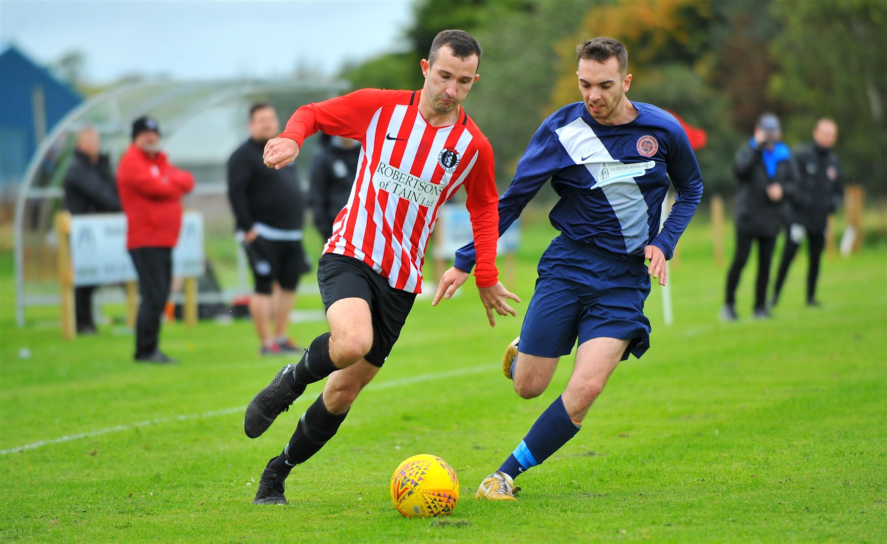 St Duthus player Ben Bruce scored once again against Inverness Athletic in his first match back in the team after injury. Picture: Graeme Webster