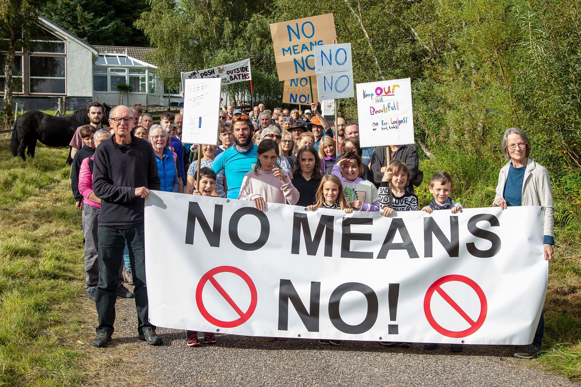 The Ullapool Braes protest drew around 100 people. Picture: Steven Gourlay Photography.