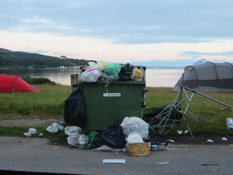 Bags of rubbish left next to overflowing bins indicate the popularity of Ross-shire beauty spots with visitors.