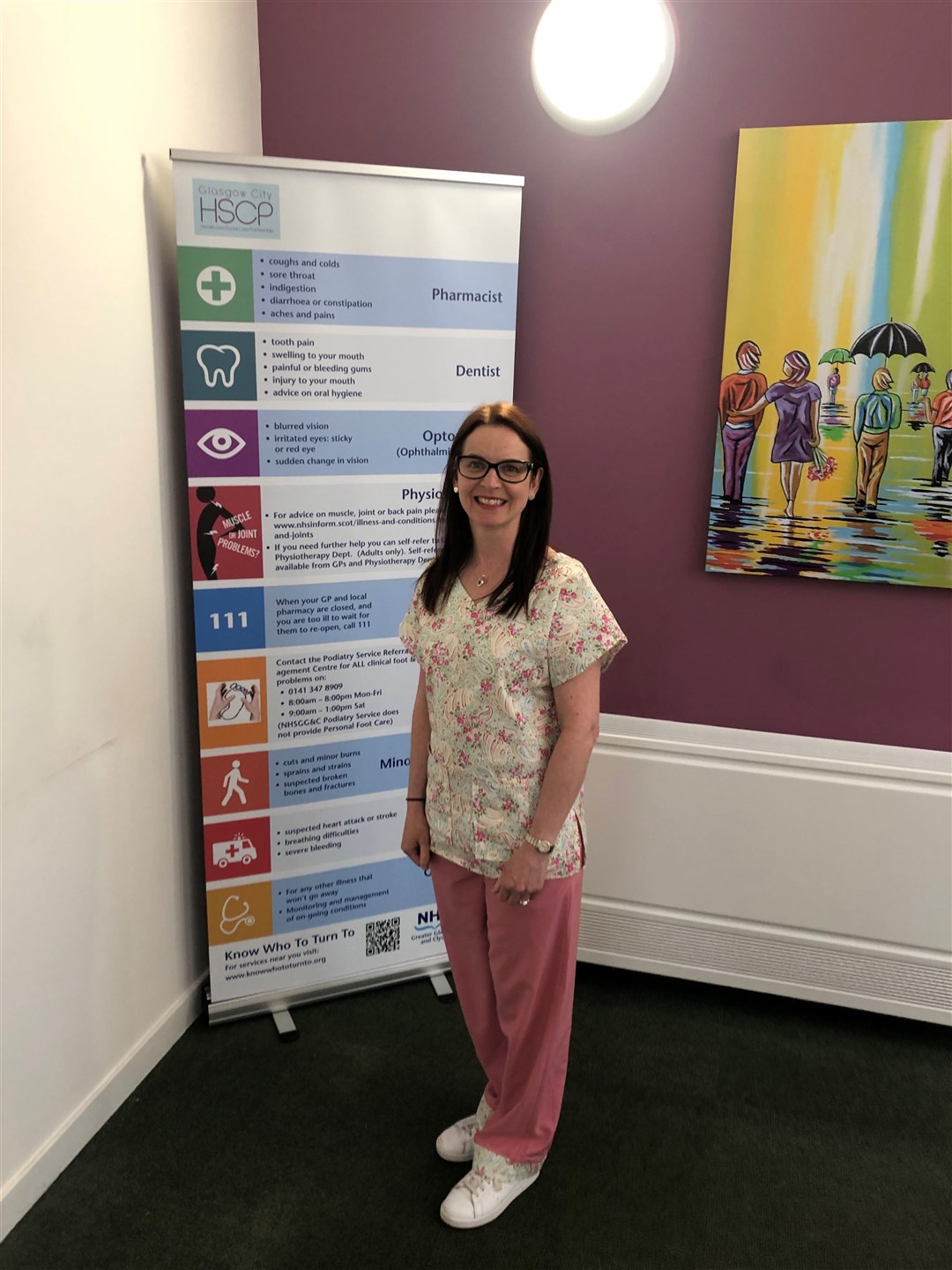 Dr Carolyn McGhie in her bright new scrubs: "I have experienced a huge amount of kindness during this pandemic and it is no exaggeration to say those things have kept me going."