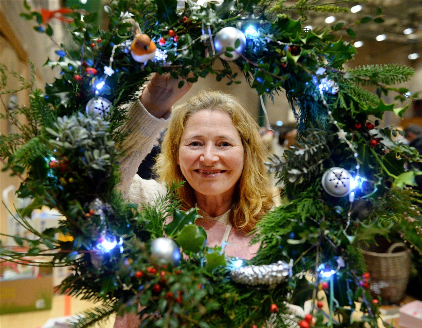 Giant Christmas Fayre at Inverness Leisure Centre.Caroline Mason with her festive wreaths. Picture Gary Anthony.