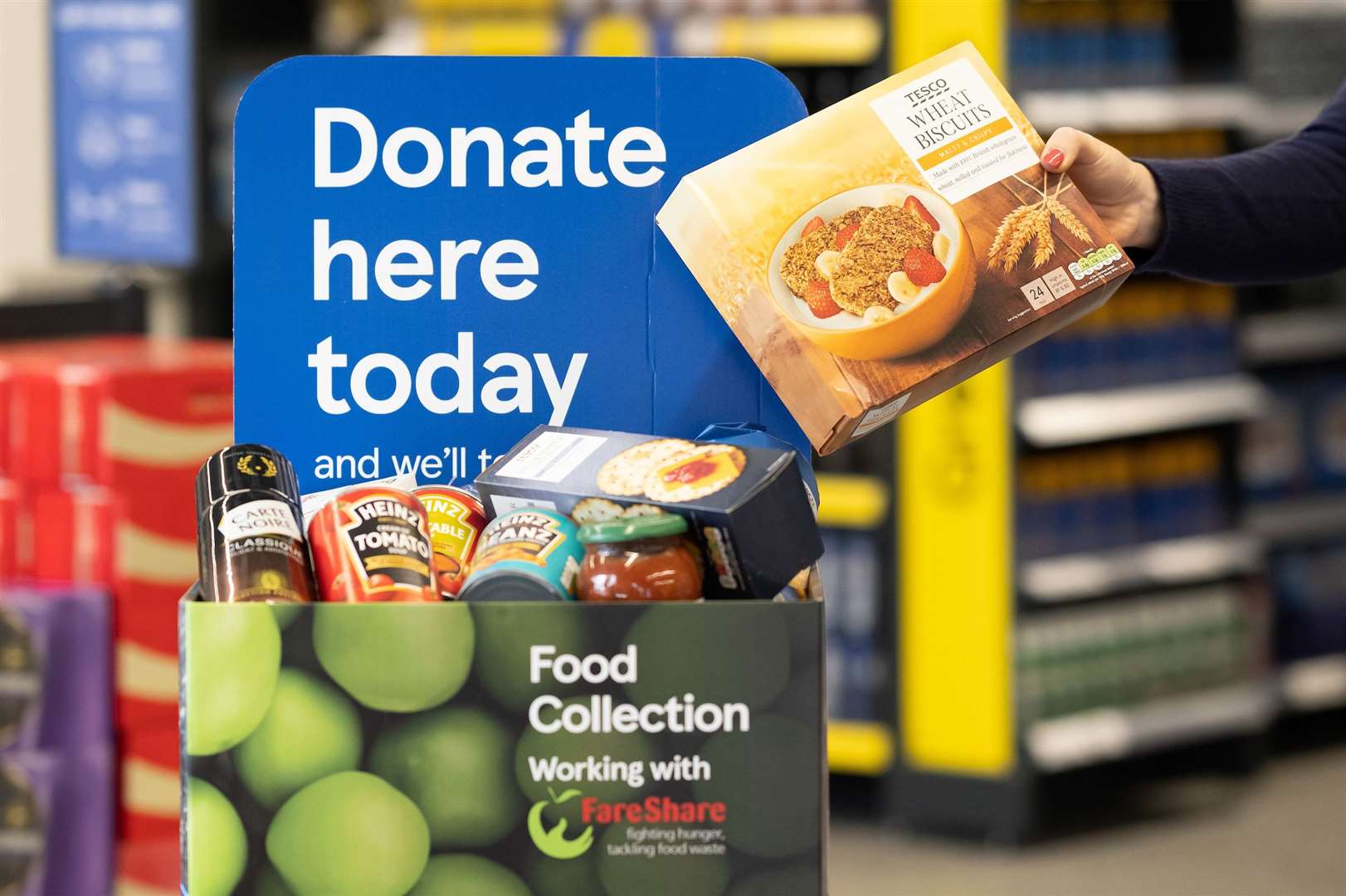 Food collection at Tesco.